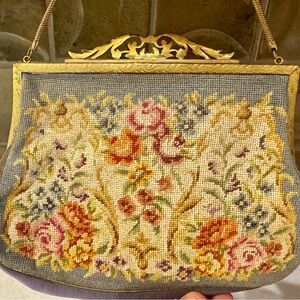 Floral Embroidered Clutch with Gold Accents